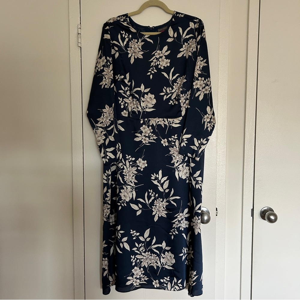 Vince Camuto Refined Floral Long Sleeve Midi Cocktail Dress NWT (Plus Size 1X)